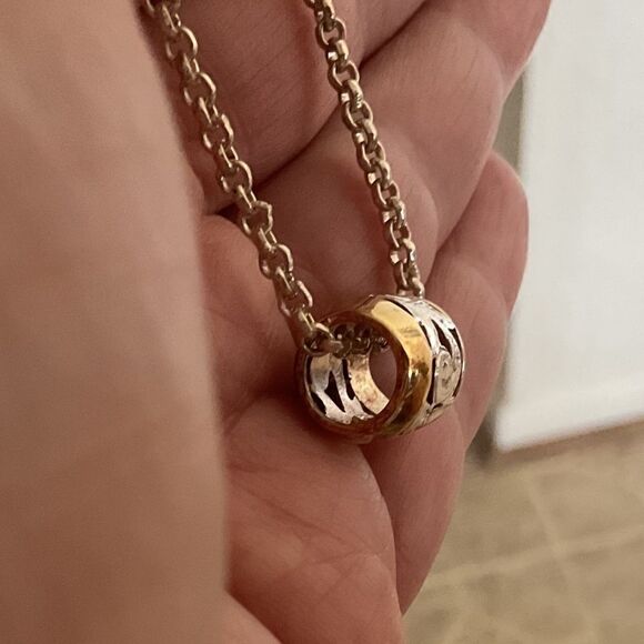 STERLING SILVER GOLD PLATED SILVER NECKLACE WITH CHAIN​ - Picture 2 of 11